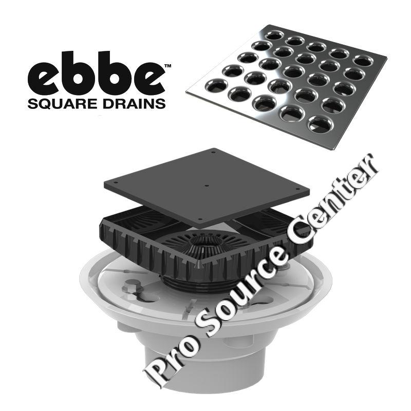 Ebbe Shower Floor Drain Complete Kit Flange Riser Grate